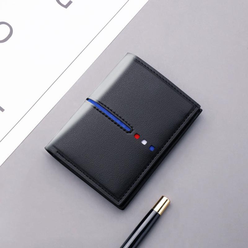 Men's Vertical Leather Card Holder with Zipper - ID Card Wallet