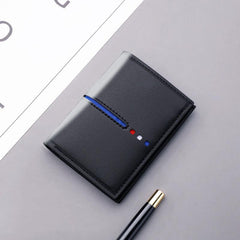Men's Vertical Leather Card Holder with Zipper - ID Card Wallet