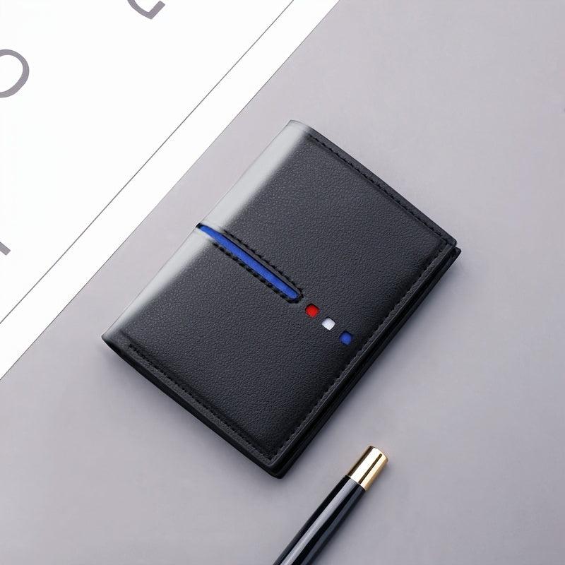 Men's Vertical Leather Card Holder with Zipper - ID Card Wallet