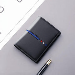Men's Vertical Leather Card Holder with Zipper - ID Card Wallet