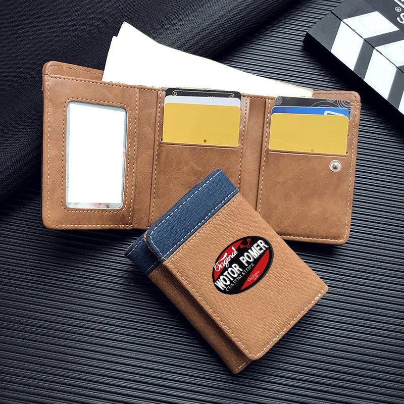 Wotor Pomer Pattern Man Tri fold Short Wallet