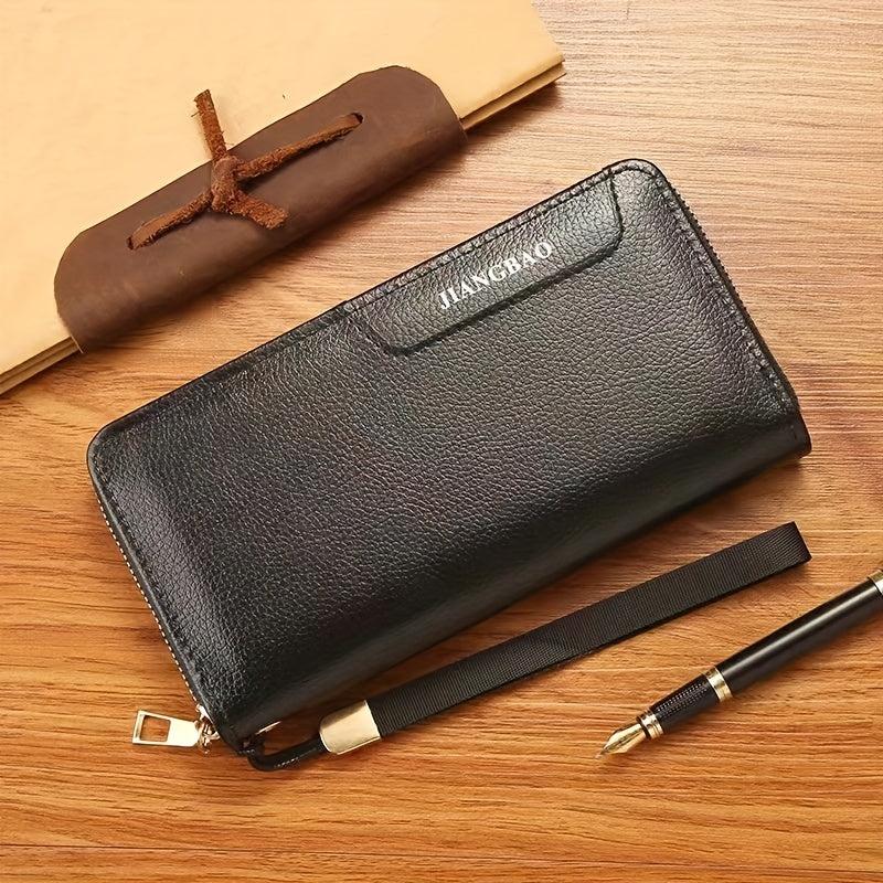 Retro Men's Zipper Long Wallet Large Capacity Clutch Bag