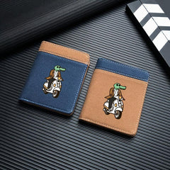 Men's Canvas Block Tri fold Leather Money Clip Crocodile Pattern Wallet