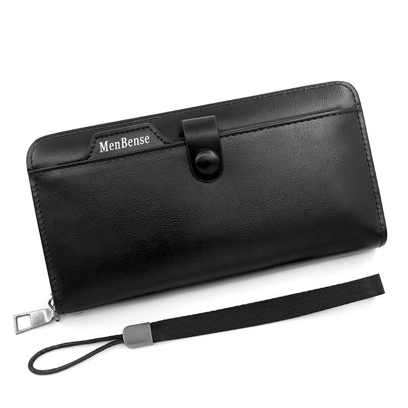 Men's Leather Zipper Handbag Large Capacity Wallet Clutch Bag