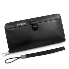 Men's Leather Zipper Handbag Large Capacity Wallet Clutch Bag