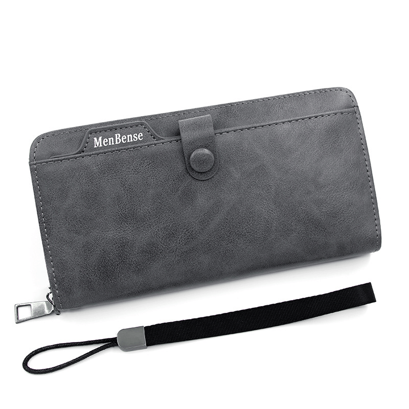 Men's Leather Zipper Handbag Large Capacity Wallet Clutch Bag