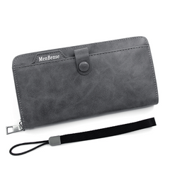 Men's Leather Zipper Handbag Large Capacity Wallet Clutch Bag