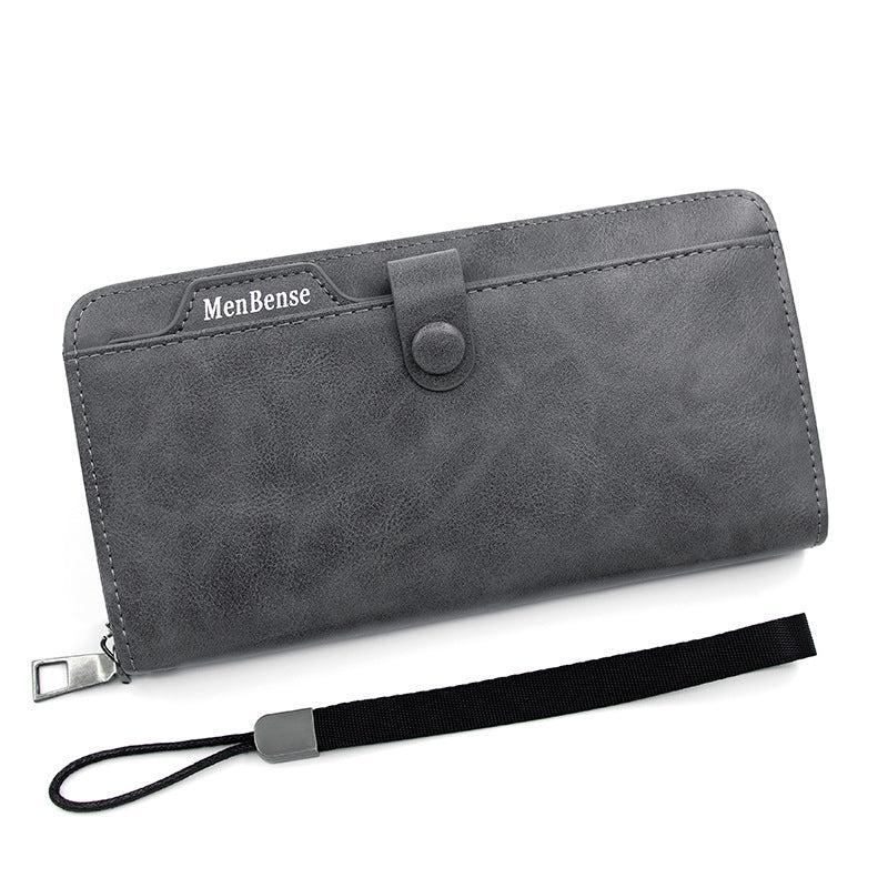 Men's Leather Zipper Handbag Large Capacity Wallet Clutch Bag