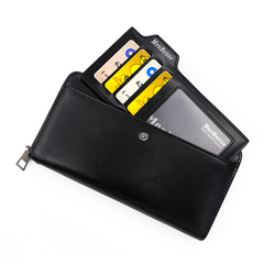 Men's Leather Zipper Handbag Large Capacity Wallet Clutch Bag