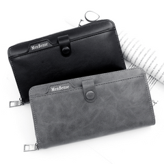 Men's Leather Zipper Handbag Large Capacity Wallet Clutch Bag