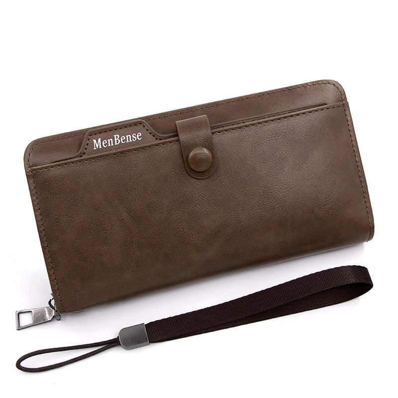 Men's Leather Zipper Handbag Large Capacity Wallet Clutch Bag