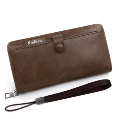 Men's Leather Zipper Handbag Large Capacity Wallet Clutch Bag