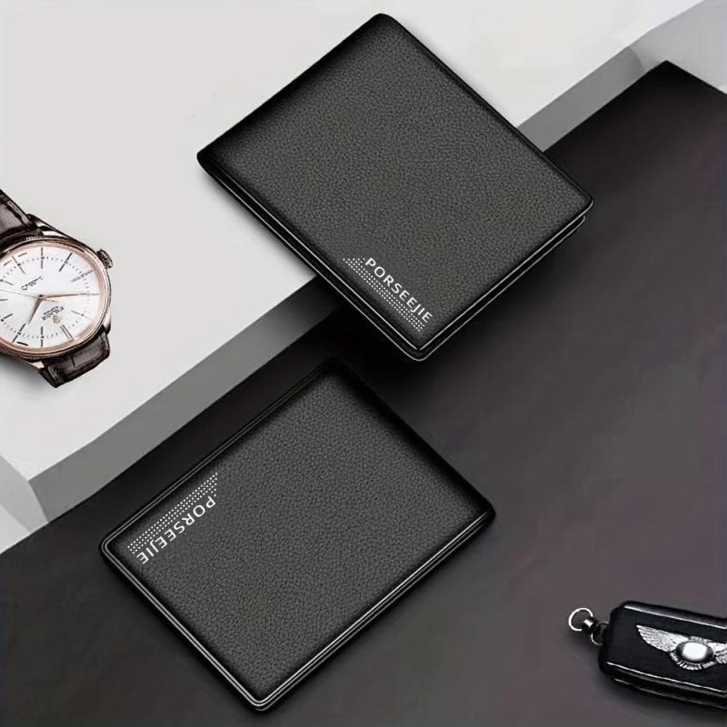 Men's Casual PU Leather Wallet Business ID Cards Holder Money Clip