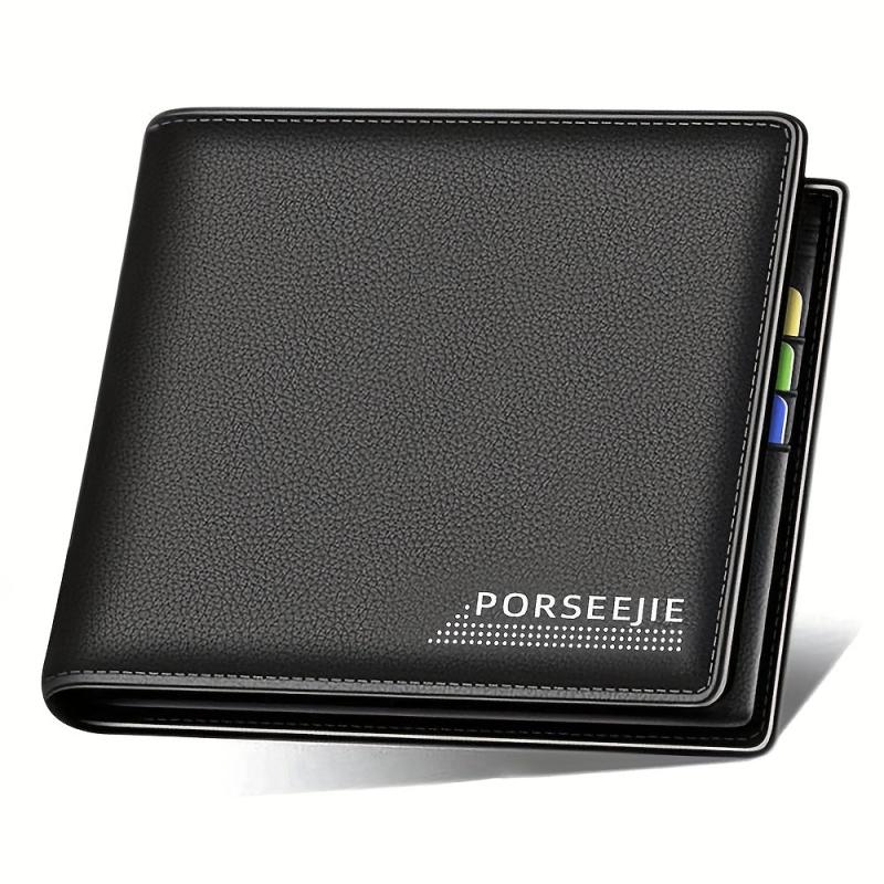 Men's Casual PU Leather Wallet Business ID Cards Holder Money Clip