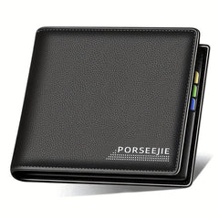 Men's Casual PU Leather Wallet Business ID Cards Holder Money Clip
