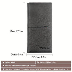 Men's Business Long Wallet Top Layer Cowhide Wallet