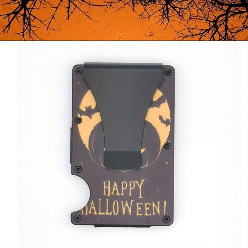 Halloween Men's Slim RFID Wallet Skull Pumpkin Pattern