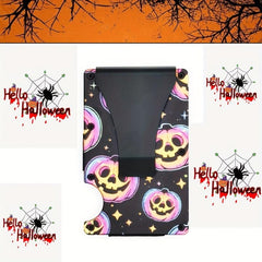 Halloween Men's Slim RFID Wallet Skull Pumpkin Pattern