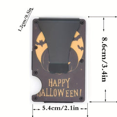 Halloween Men's Slim RFID Wallet Skull Pumpkin Pattern
