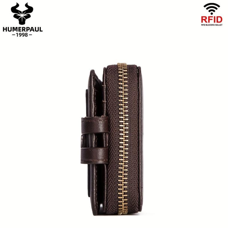 Short Leather Wallet Men RFID Credit Card Holder ID Window