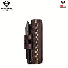 Short Leather Wallet Men RFID Credit Card Holder ID Window