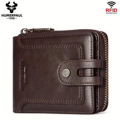 Short Leather Wallet Men RFID Credit Card Holder ID Window