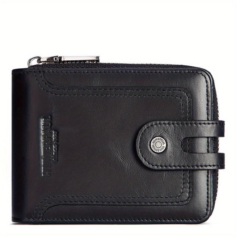 Short Leather Wallet Men RFID Credit Card Holder ID Window