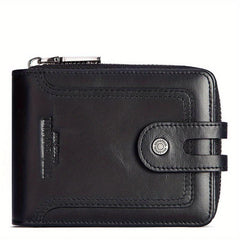 Short Leather Wallet Men RFID Credit Card Holder ID Window