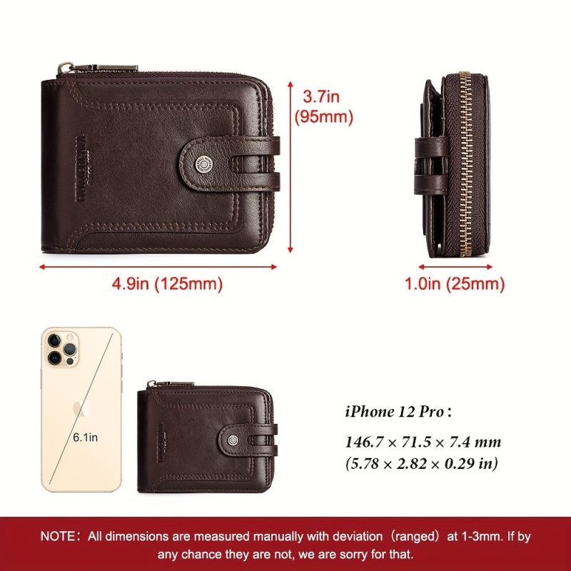 Short Leather Wallet Men RFID Credit Card Holder ID Window