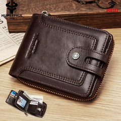 Short Leather Wallet Men RFID Credit Card Holder ID Window