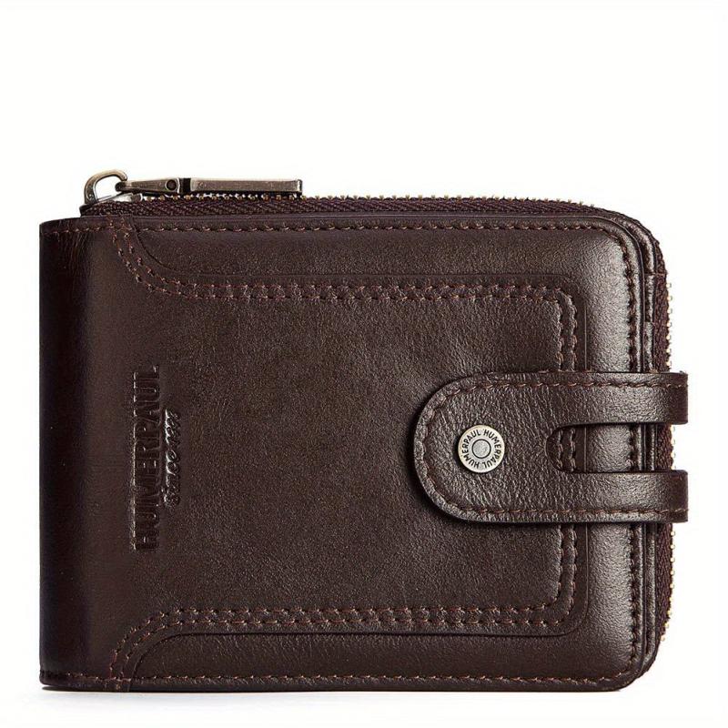 Short Leather Wallet Men RFID Credit Card Holder ID Window
