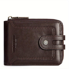 Short Leather Wallet Men RFID Credit Card Holder ID Window