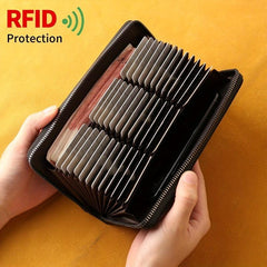 Men's Business Long Wallet 36 Card Slots Large Capacity Anti-degaussing Hand Bag