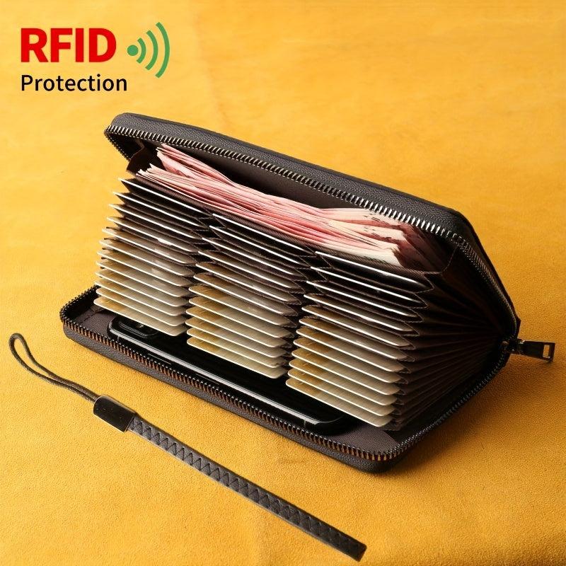 Men's Business Long Wallet 36 Card Slots Large Capacity Anti-degaussing Hand Bag