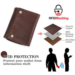 Leather Airtags Wallet Men RFID Blocking Anti-lost Purse