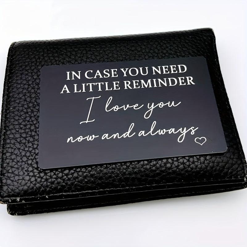 Engraved Aluminum Wallet Insert Card Love Note Romantic Gift