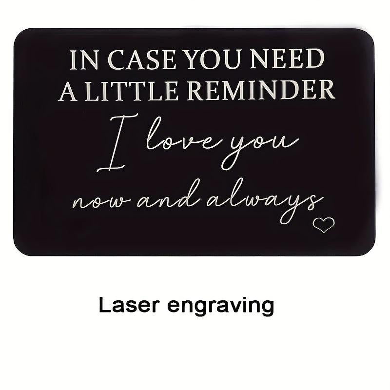Engraved Aluminum Wallet Insert Card Love Note Romantic Gift