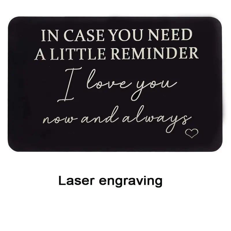 Engraved Aluminum Wallet Insert Card Love Note Romantic Gift
