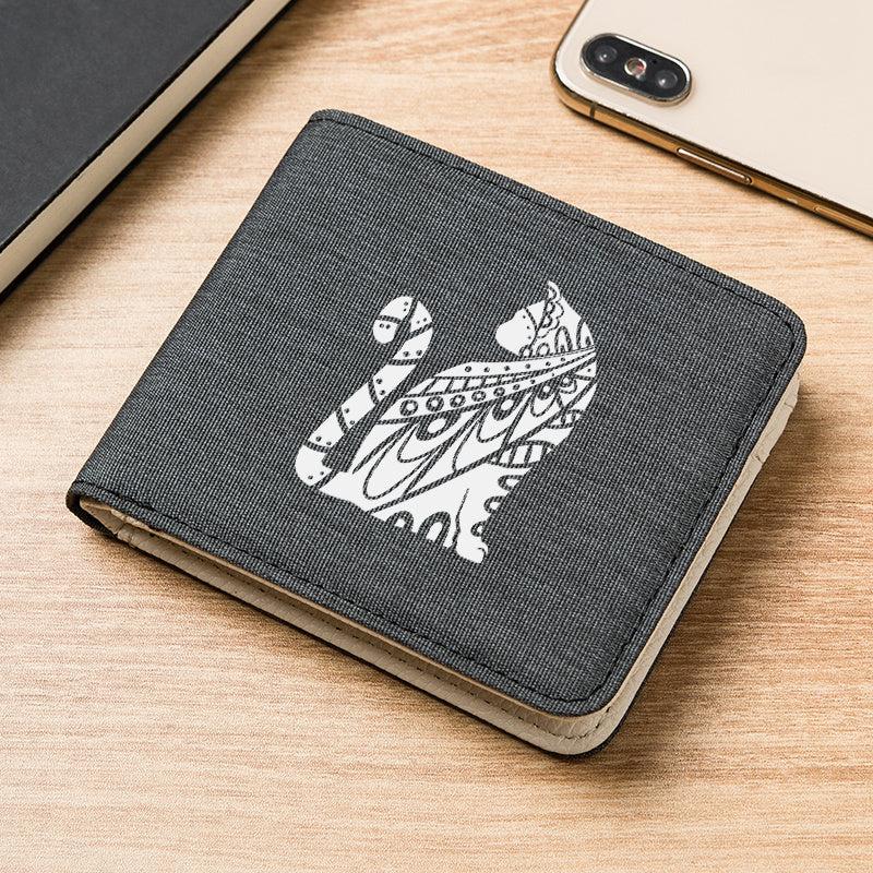 Men's Canvas Casual Short Wallet with Cat Print