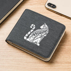 Men's Canvas Casual Short Wallet with Cat Print