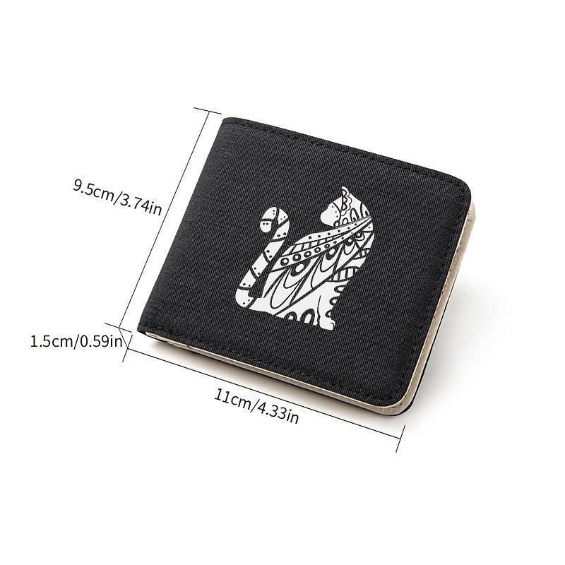 Men's Canvas Casual Short Wallet with Cat Print
