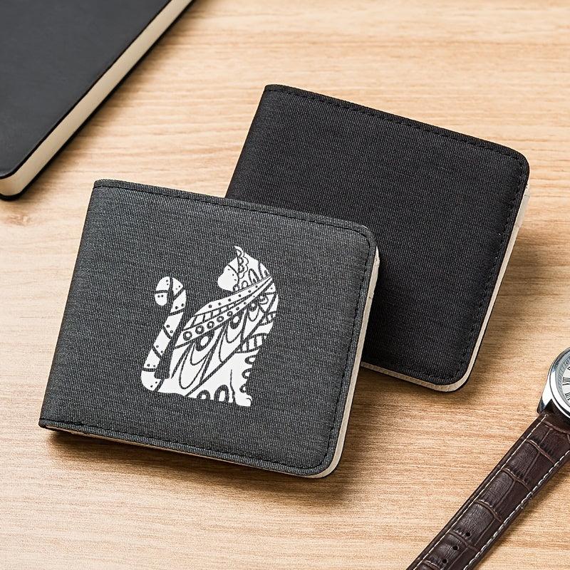 Men's Canvas Casual Short Wallet with Cat Print