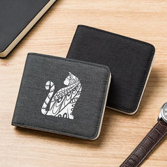 Men's Canvas Casual Short Wallet with Cat Print