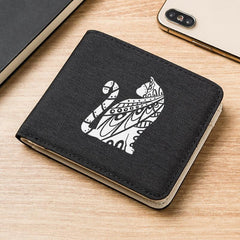 Men's Canvas Casual Short Wallet with Cat Print