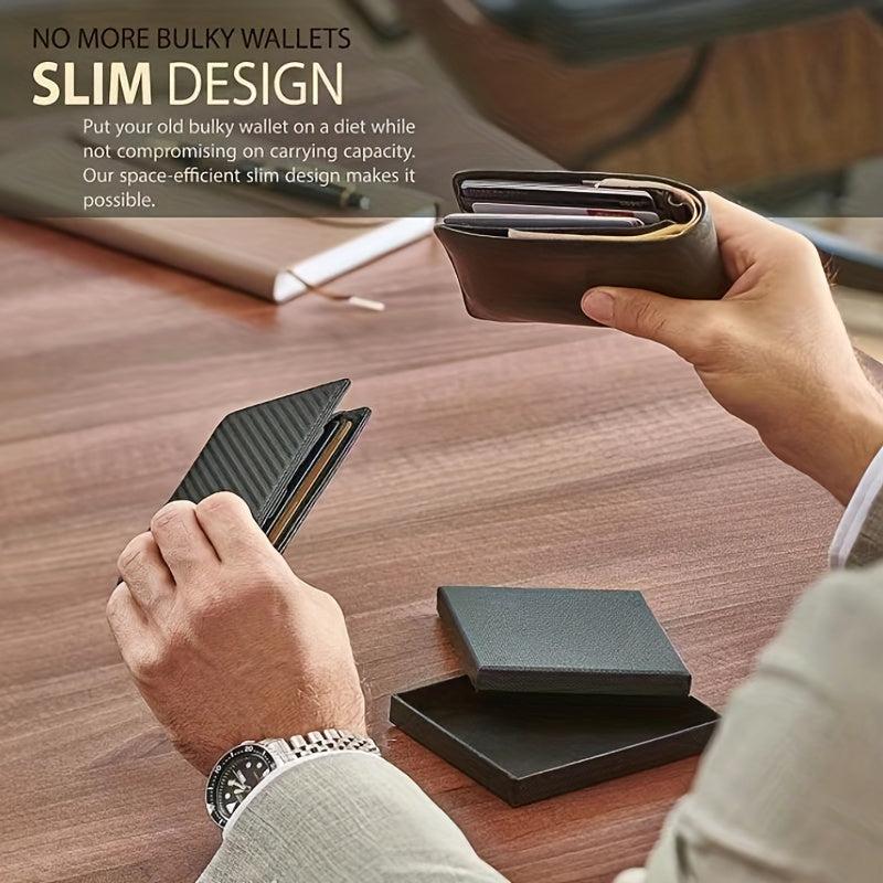 Men's Carbon Fiber Slim Wallet Front Pocket Bifold Credit Card Holder