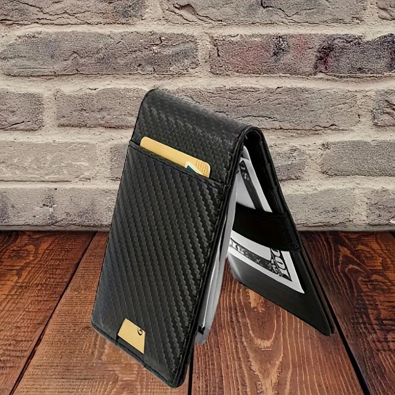 Men's Carbon Fiber Slim Wallet Front Pocket Bifold Credit Card Holder