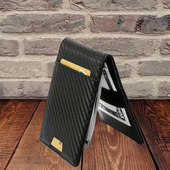 Men's Carbon Fiber Slim Wallet Front Pocket Bifold Credit Card Holder