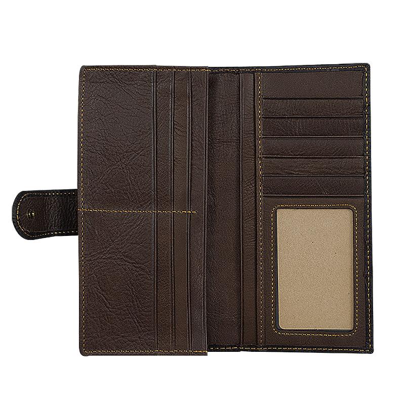 Leather Bifold Wallet 2 ID Windows Money Clip Card Holder