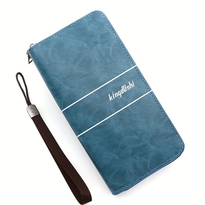 Men's Long Wallets Pu Leather Double layer Zipper Business Clutch Bag