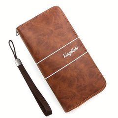Men's Long Wallets Pu Leather Double layer Zipper Business Clutch Bag